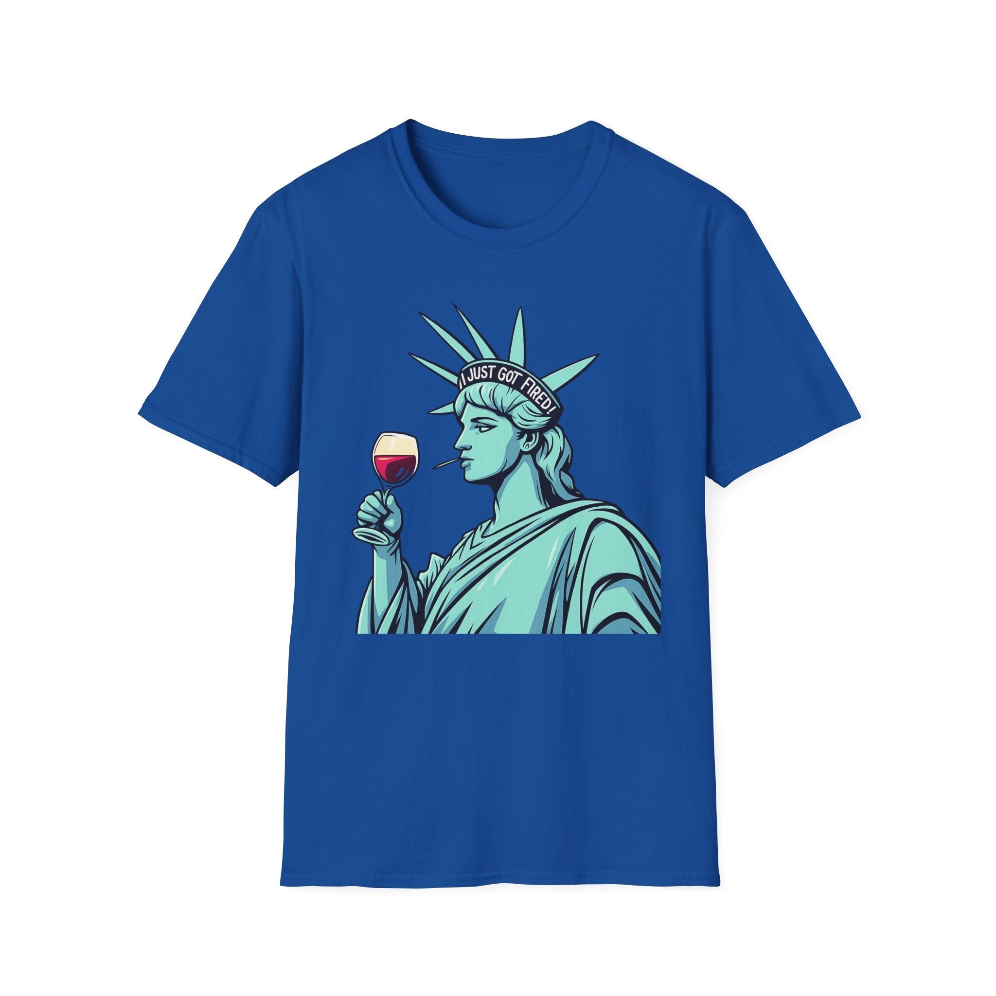 Statue of Liberty Wine T-Shirt, Fun Gift for Wine Lovers, Unisex Tee for Parties, 4th of July Celebration, Casual Wear