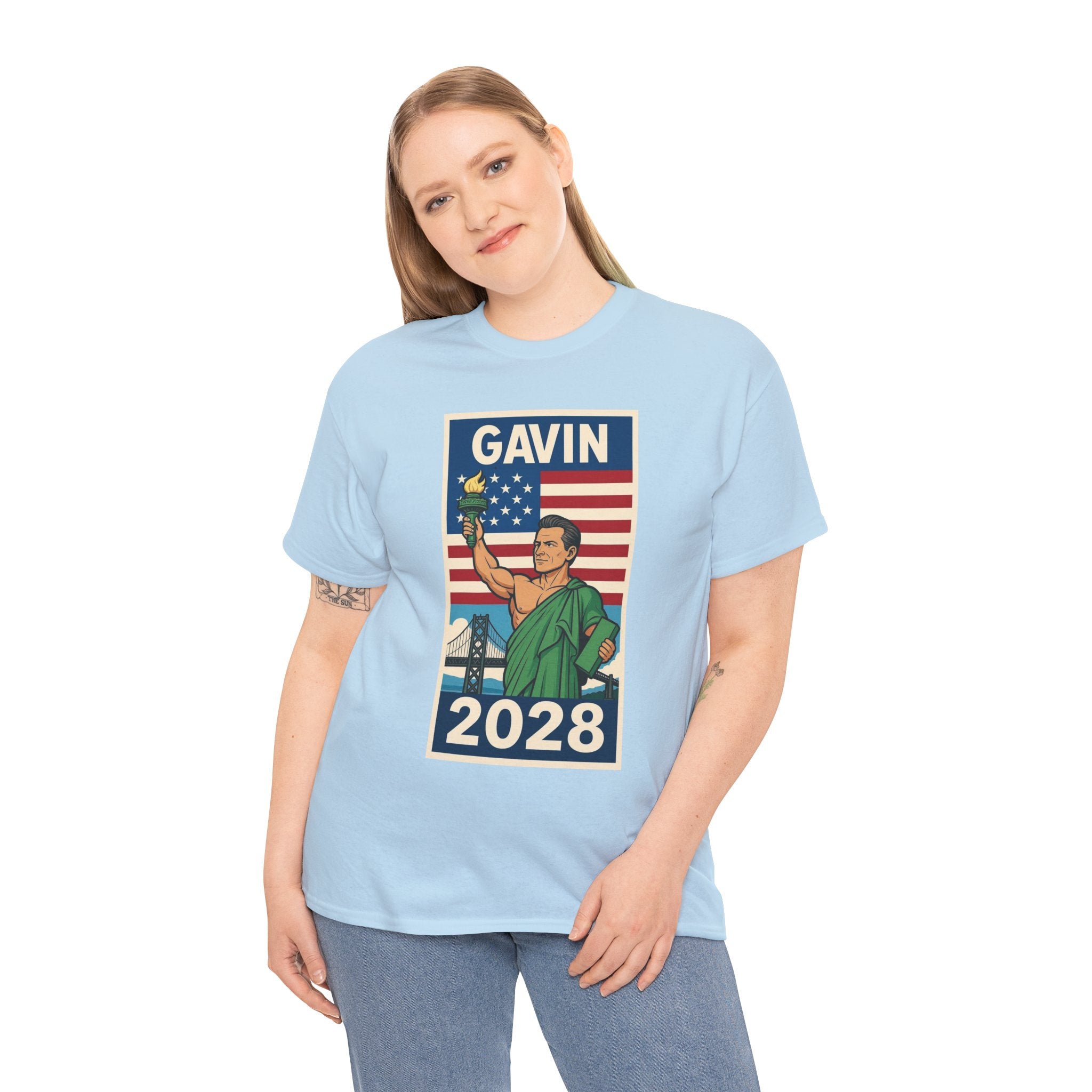 Gavin 2028 Unisex Heavy Cotton Tee - Patriotic Graphic Shirt, Political Campaign Tee, Election Day Apparel, Gift for Supporters, Casual Wear