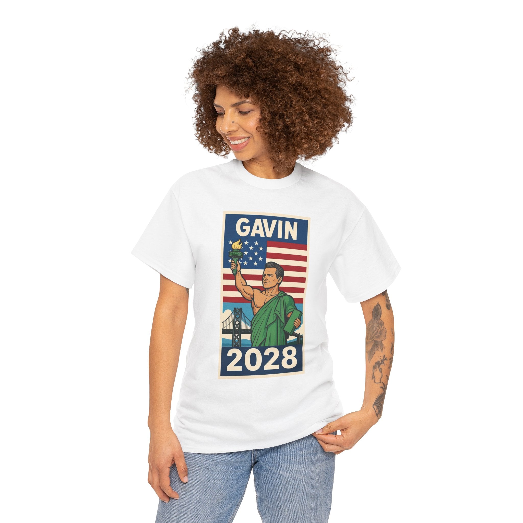 Gavin 2028 Unisex Heavy Cotton Tee - Patriotic Graphic Shirt, Political Campaign Tee, Election Day Apparel, Gift for Supporters, Casual Wear