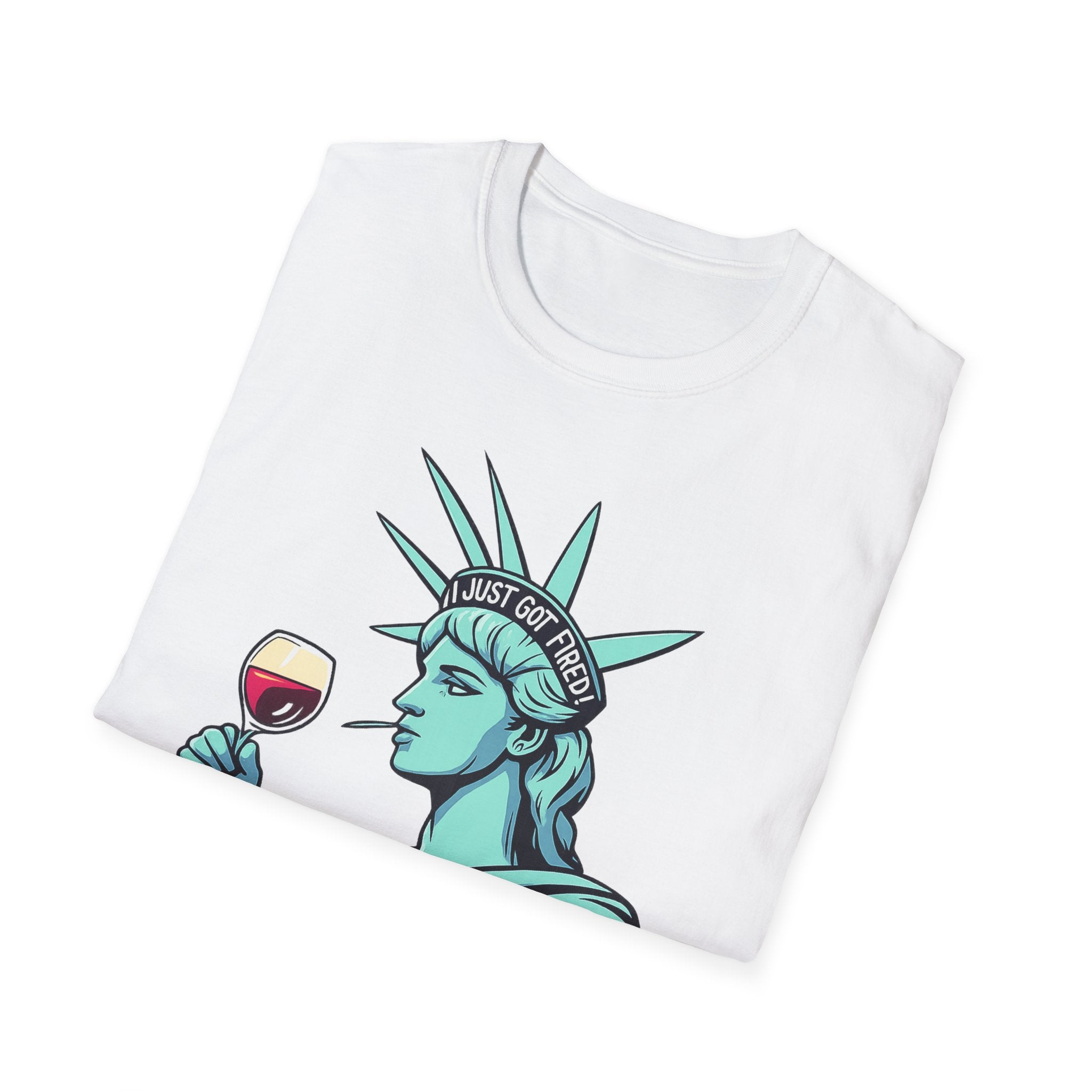 Statue of Liberty Wine T-Shirt, Fun Gift for Wine Lovers, Unisex Tee for Parties, 4th of July Celebration, Casual Wear