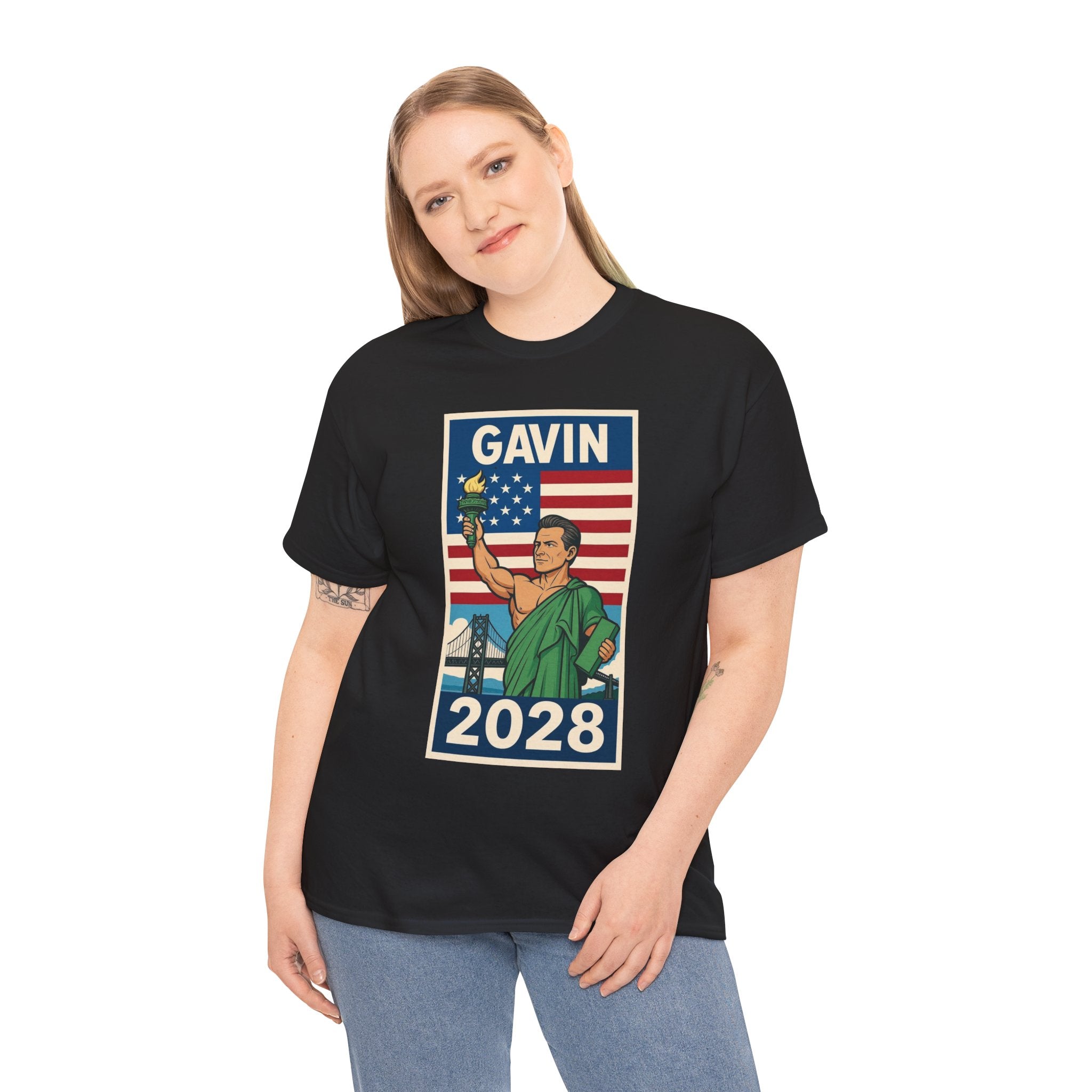 Gavin 2028 Unisex Heavy Cotton Tee - Patriotic Graphic Shirt, Political Campaign Tee, Election Day Apparel, Gift for Supporters, Casual Wear
