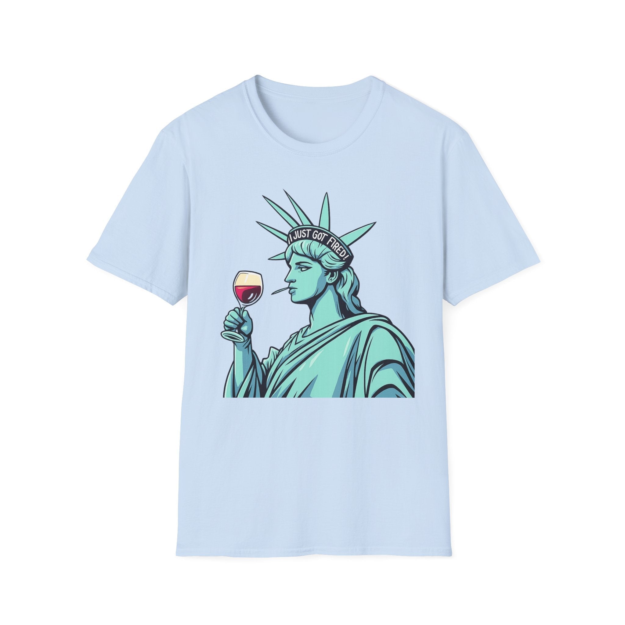 Statue of Liberty Wine T-Shirt, Fun Gift for Wine Lovers, Unisex Tee for Parties, 4th of July Celebration, Casual Wear
