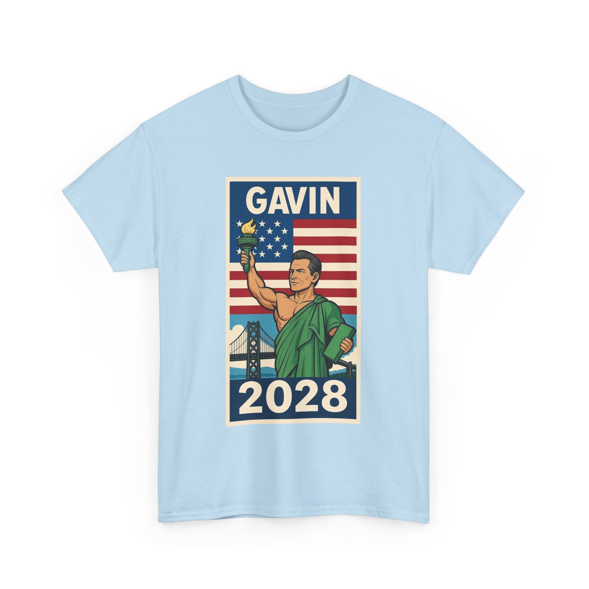 Gavin 2028 Unisex Heavy Cotton Tee - Patriotic Graphic Shirt, Political Campaign Tee, Election Day Apparel, Gift for Supporters, Casual Wear