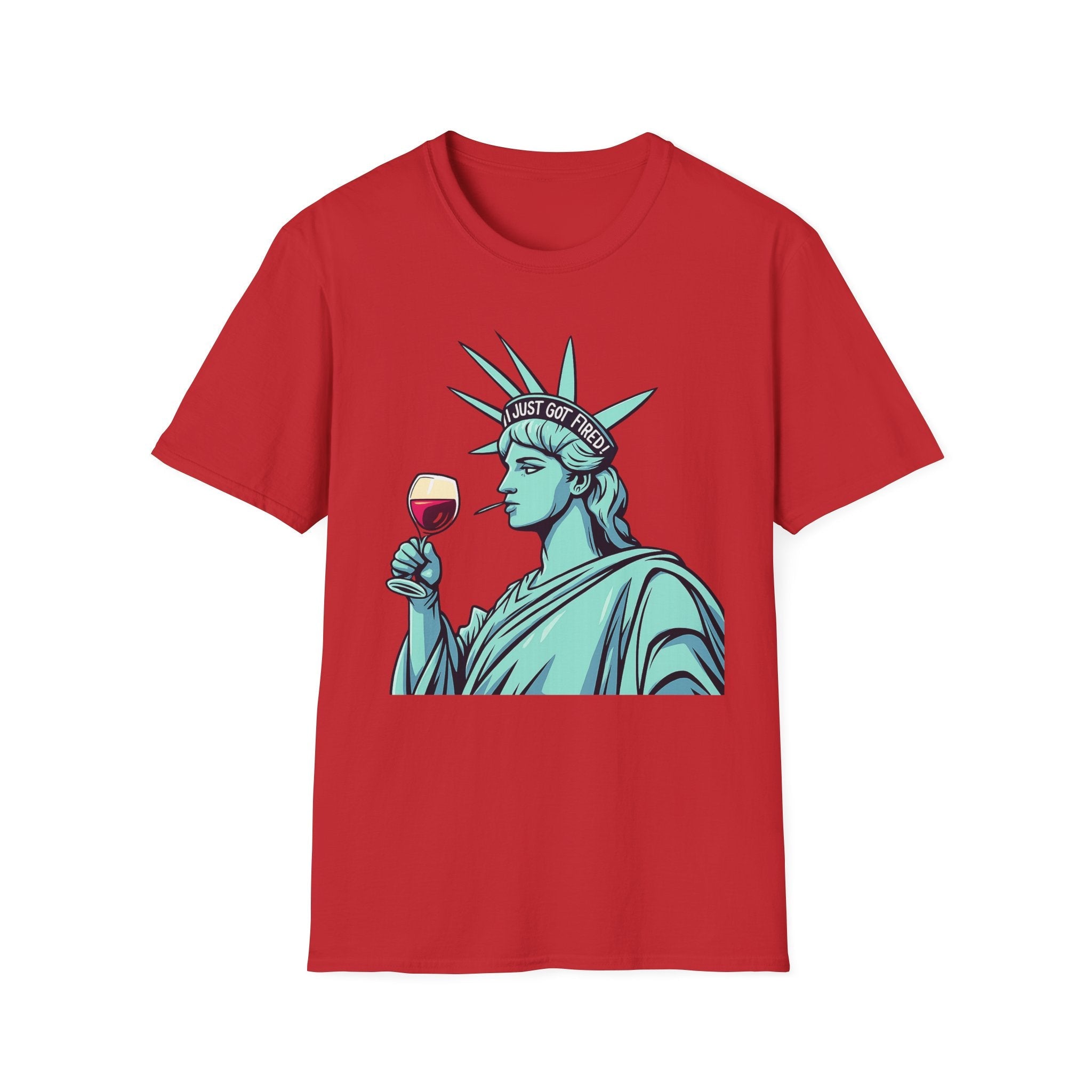 Statue of Liberty Wine T-Shirt, Fun Gift for Wine Lovers, Unisex Tee for Parties, 4th of July Celebration, Casual Wear