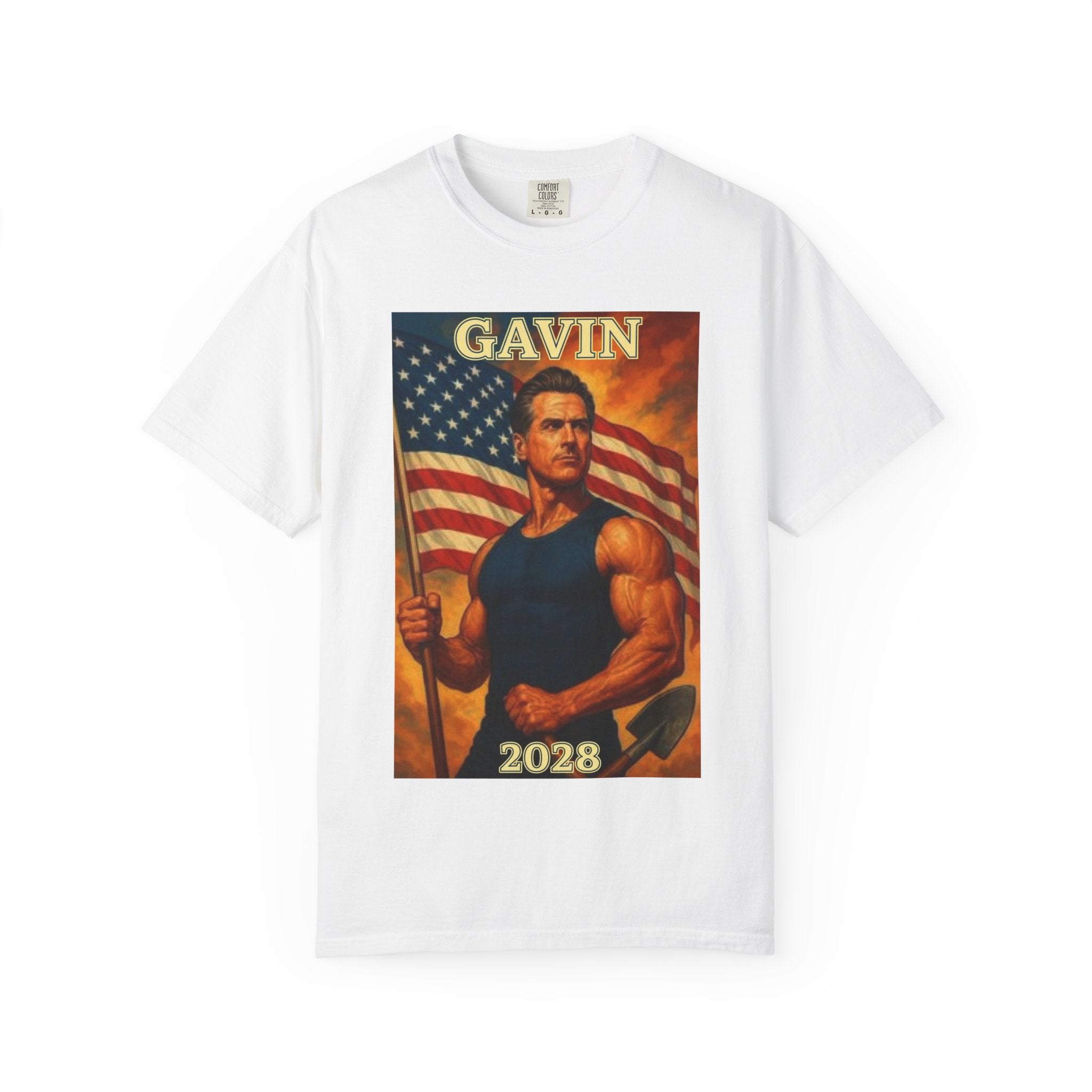 Gavin Patriotic T-Shirt, Vintage Style, Unisex Tee, American Flag Design, Election Year Apparel, Gift for Conservatives