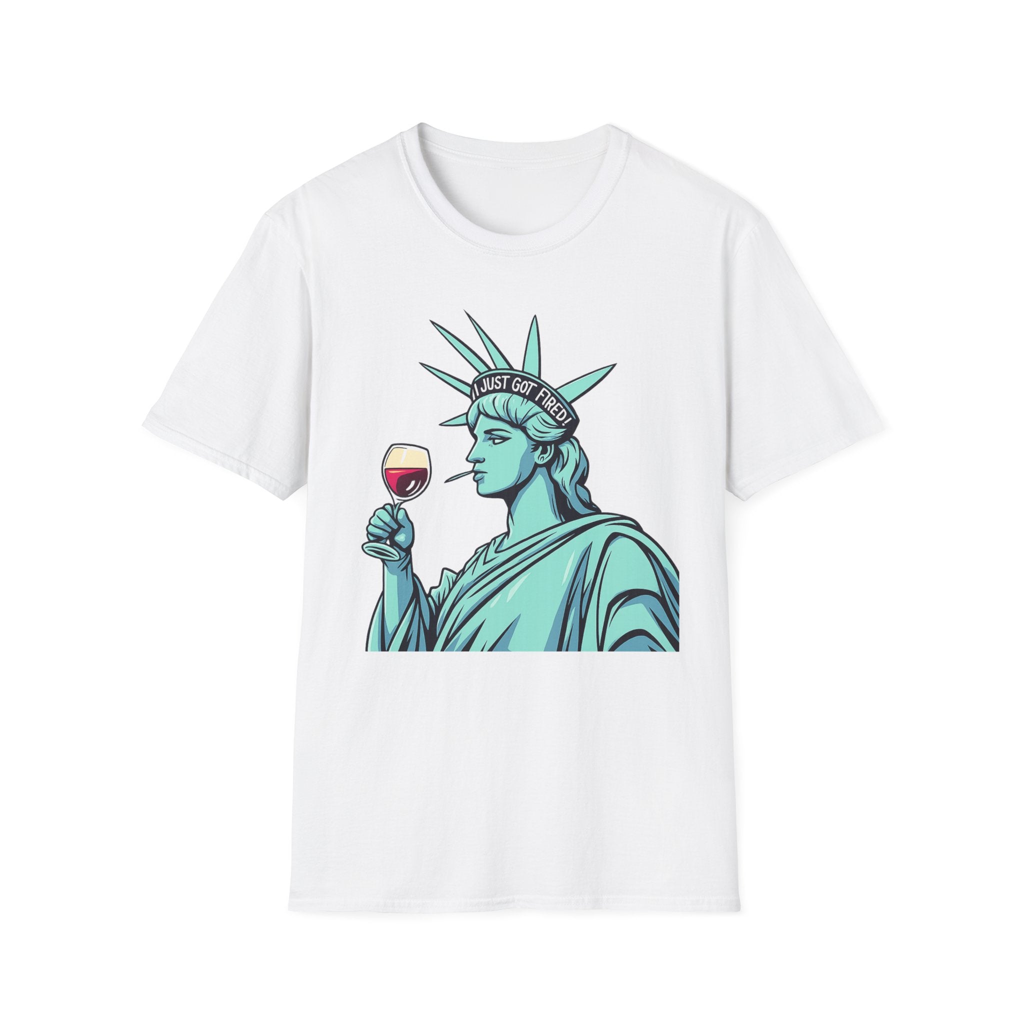 Statue of Liberty Wine T-Shirt, Fun Gift for Wine Lovers, Unisex Tee for Parties, 4th of July Celebration, Casual Wear