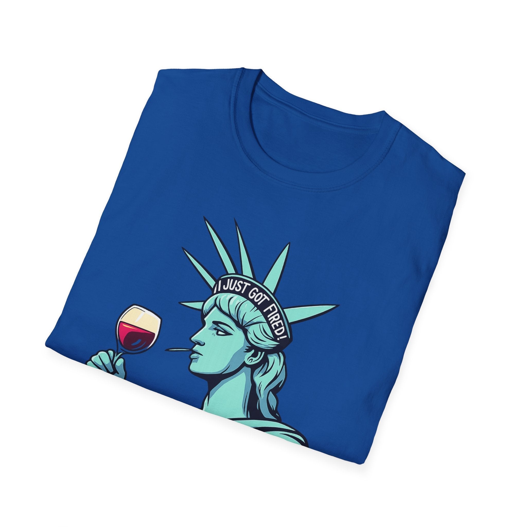 Statue of Liberty Wine T-Shirt, Fun Gift for Wine Lovers, Unisex Tee for Parties, 4th of July Celebration, Casual Wear