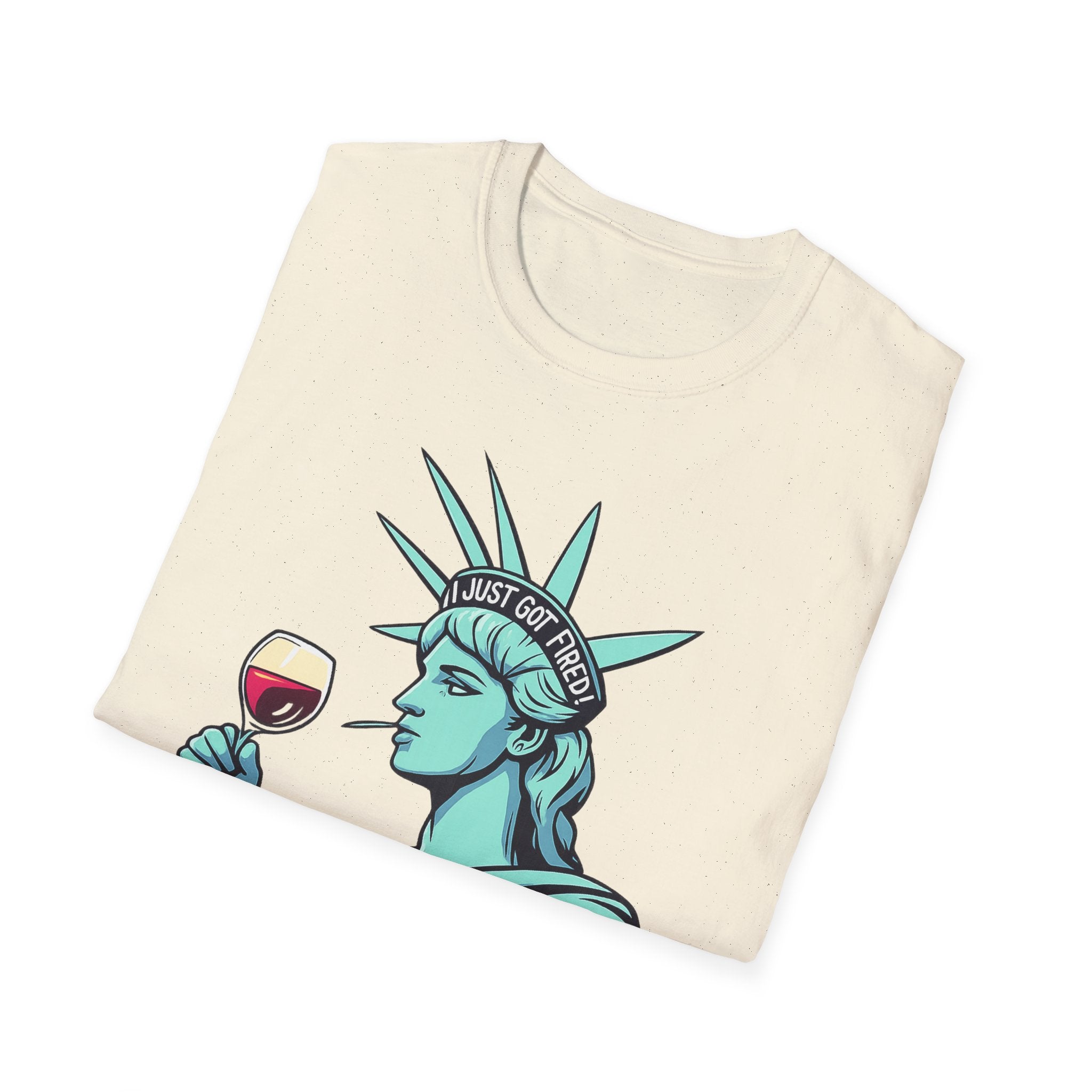 Statue of Liberty Wine T-Shirt, Fun Gift for Wine Lovers, Unisex Tee for Parties, 4th of July Celebration, Casual Wear