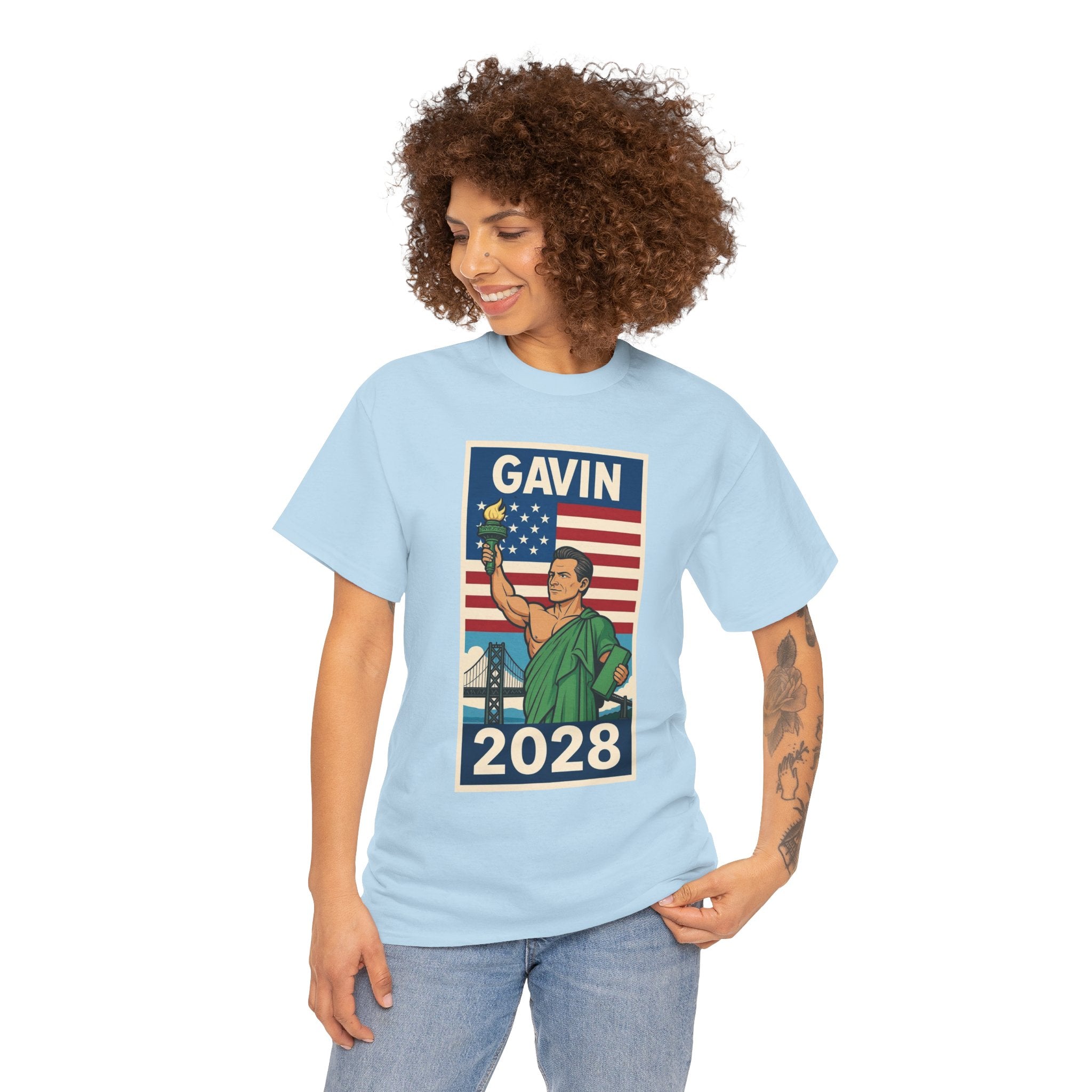 Gavin 2028 Unisex Heavy Cotton Tee - Patriotic Graphic Shirt, Political Campaign Tee, Election Day Apparel, Gift for Supporters, Casual Wear