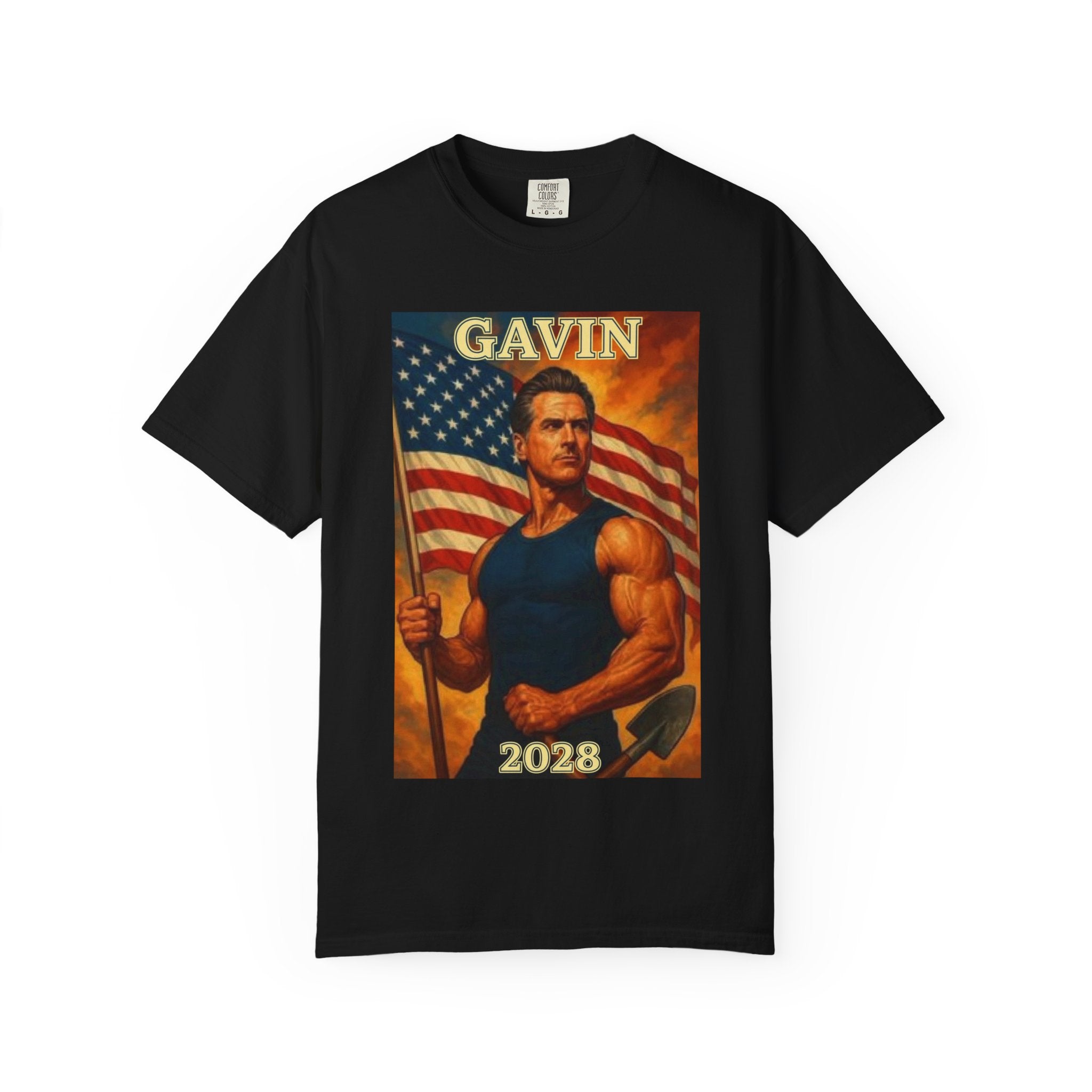 Gavin Patriotic T-Shirt, Vintage Style, Unisex Tee, American Flag Design, Election Year Apparel, Gift for Conservatives