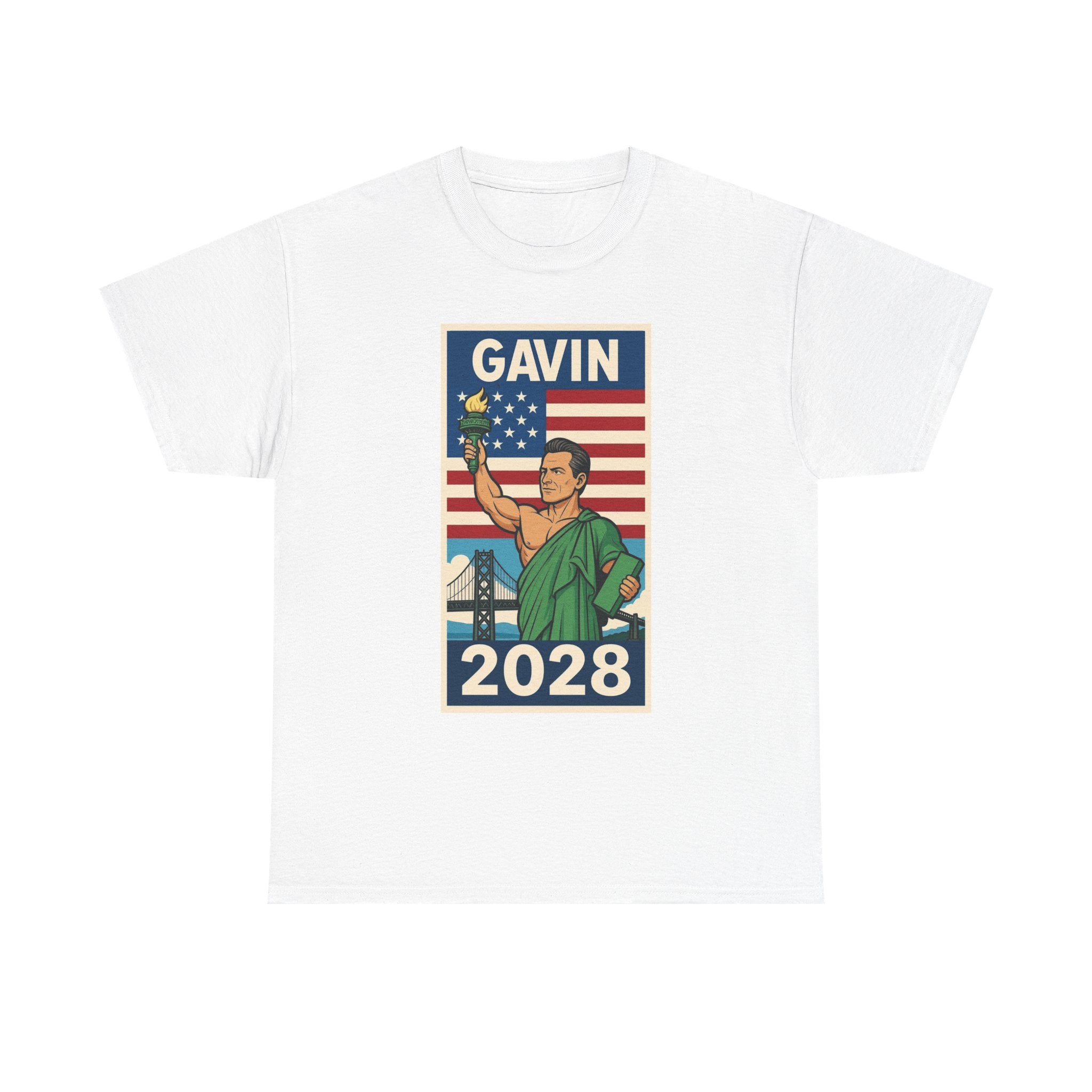 Gavin 2028 Unisex Heavy Cotton Tee - Patriotic Graphic Shirt, Political Campaign Tee, Election Day Apparel, Gift for Supporters, Casual Wear