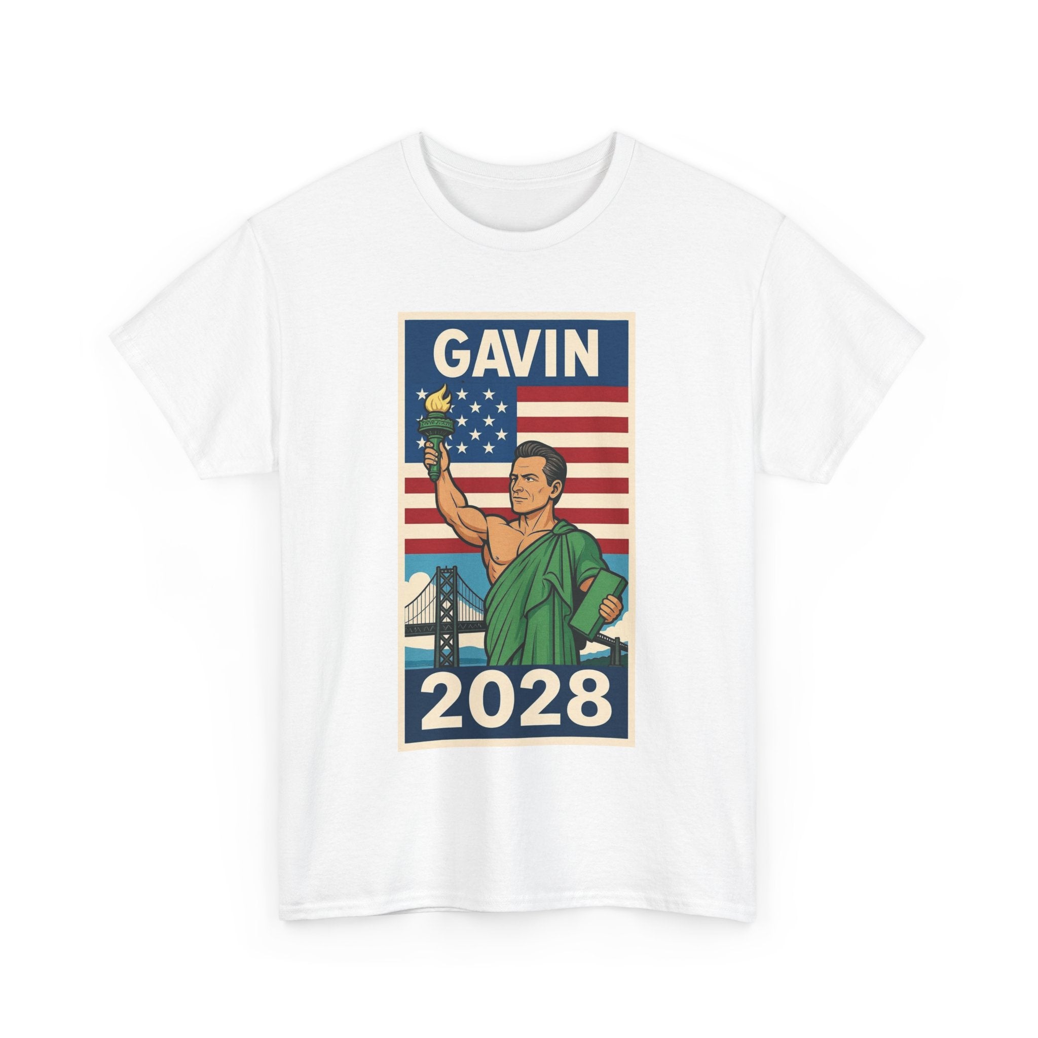 Gavin 2028 Unisex Heavy Cotton Tee - Patriotic Graphic Shirt, Political Campaign Tee, Election Day Apparel, Gift for Supporters, Casual Wear