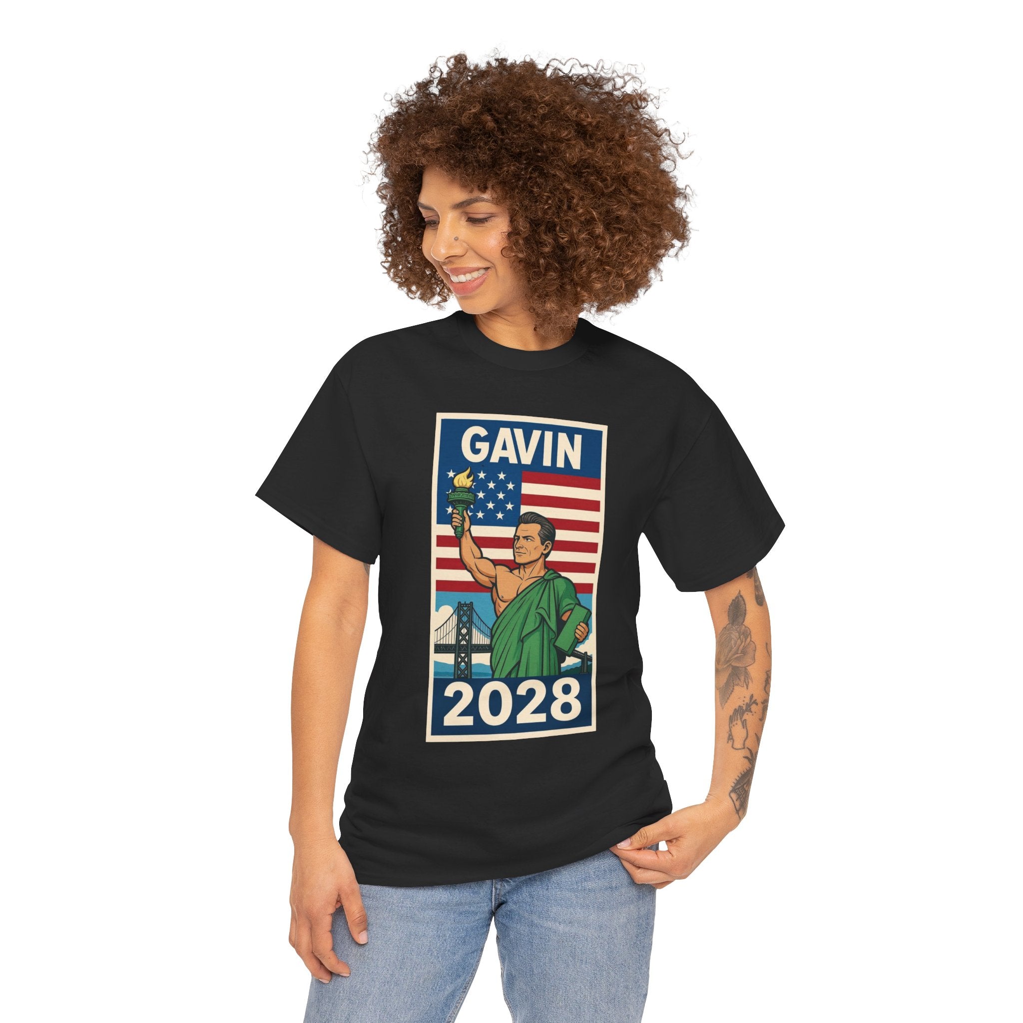Gavin 2028 Unisex Heavy Cotton Tee - Patriotic Graphic Shirt, Political Campaign Tee, Election Day Apparel, Gift for Supporters, Casual Wear