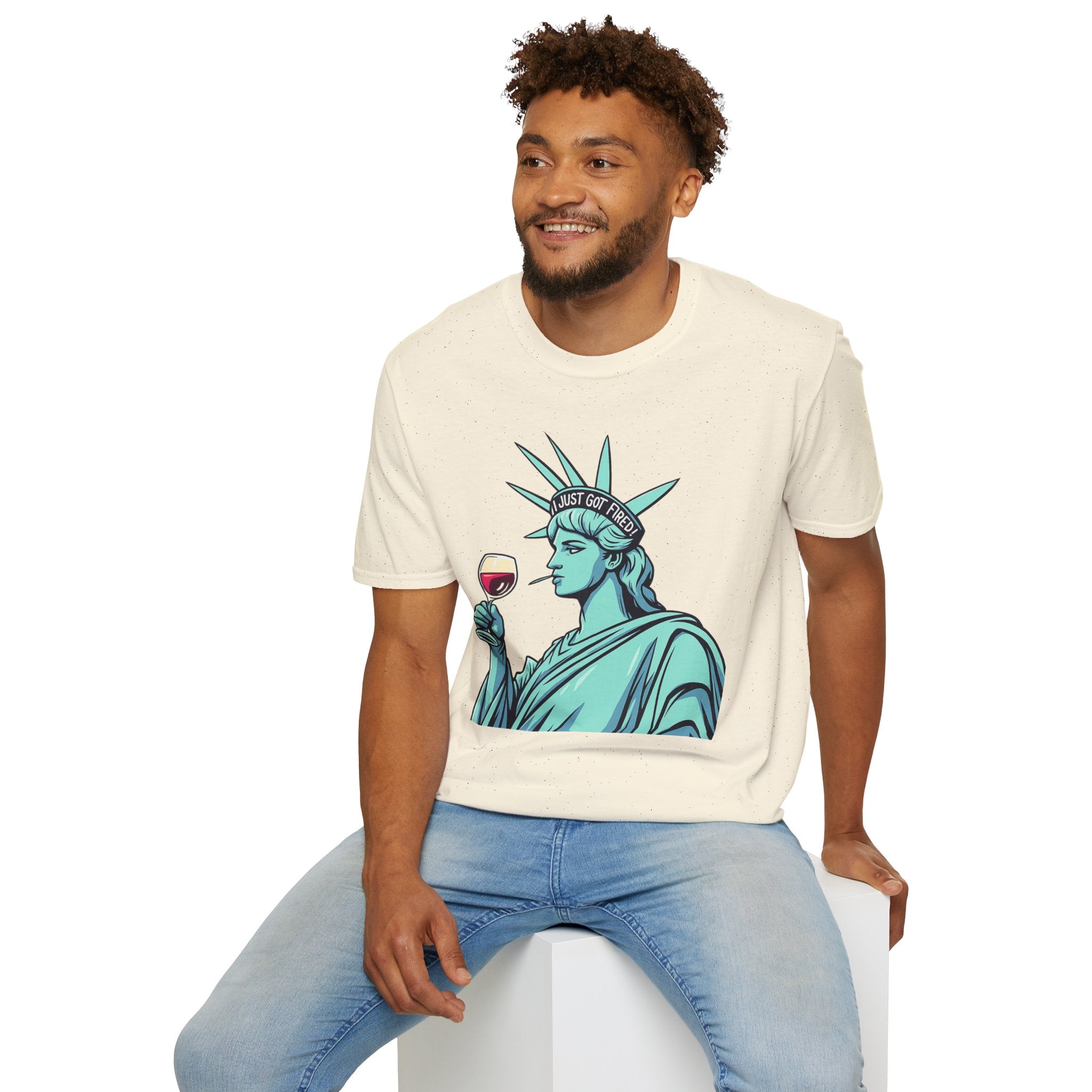 Statue of Liberty Wine T-Shirt, Fun Gift for Wine Lovers, Unisex Tee for Parties, 4th of July Celebration, Casual Wear