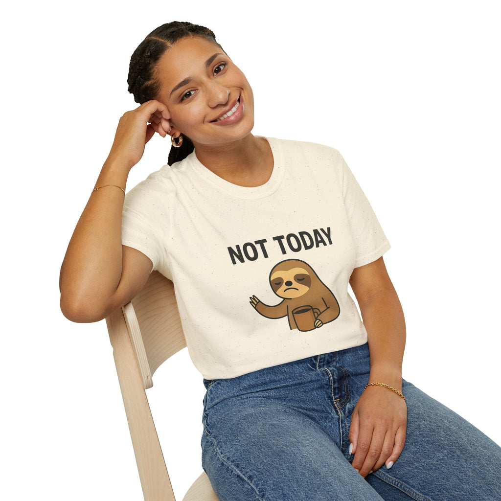 Funny Sloth T-Shirt | Unisex Softstyle Tee | Not Today Shirt | Cute Gift for Sloth Lovers, Casual Wear, Relaxation, Humor