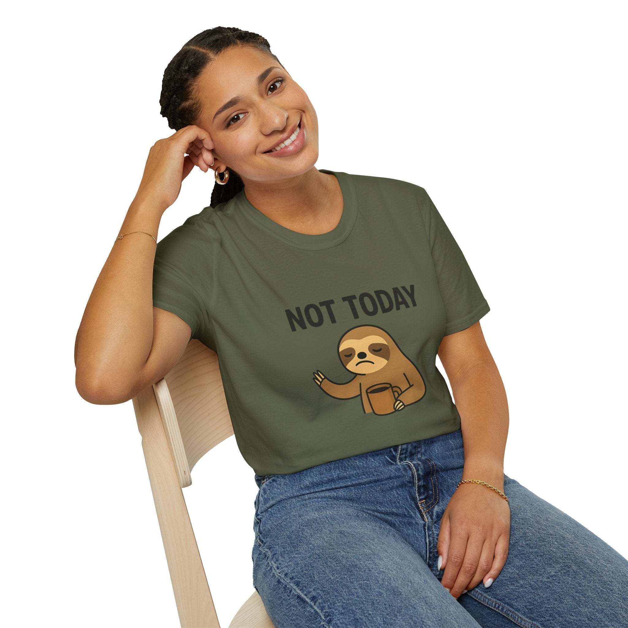 Funny Sloth T-Shirt | Unisex Softstyle Tee | Not Today Shirt | Cute Gift for Sloth Lovers, Casual Wear, Relaxation, Humor