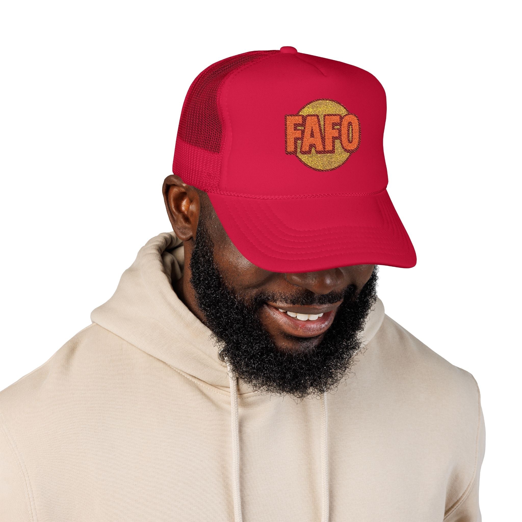 Funky Foam Trucker Hat - Bold FAFO Embroidery, Unisex Cap for Outdoor Adventures, Casual Wear, Gifts, Festivals, Summer Style