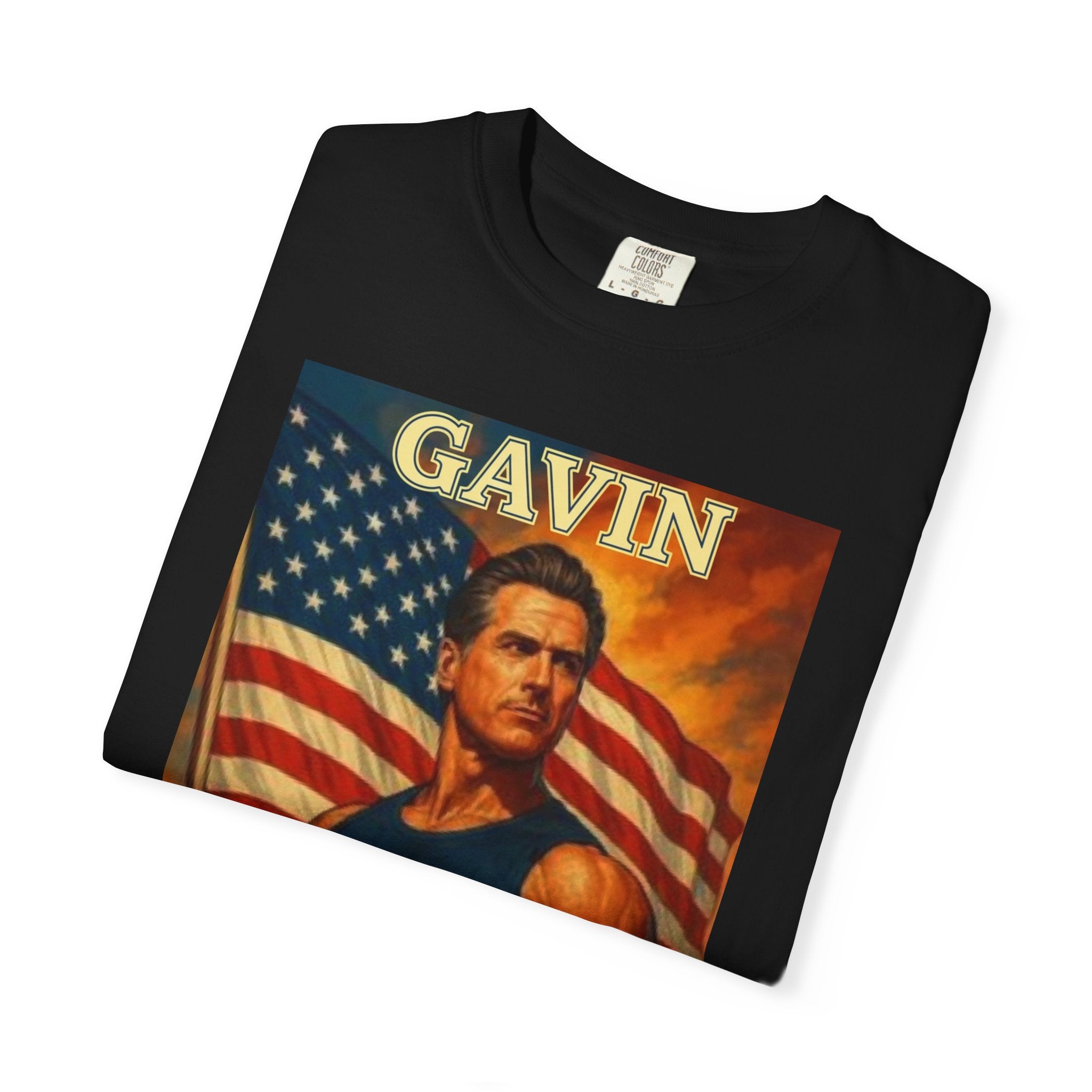 Patriotic Gavin T-Shirt, Vintage Style, Unisex Tee, American Flag Design, Election Year Apparel, Gift for Conservatives