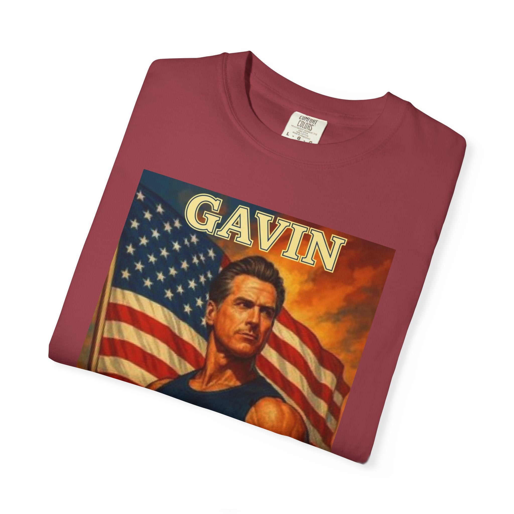 Patriotic Gavin T-Shirt, Vintage Style, Unisex Tee, American Flag Design, Election Year Apparel, Gift for Conservatives