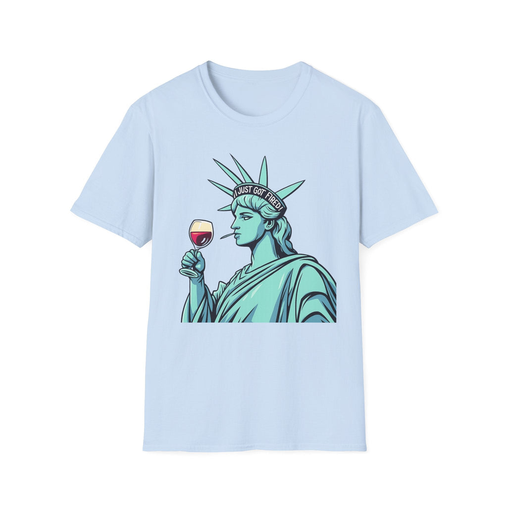 Statue of Liberty Wine T-Shirt, Fun Gift for Wine Lovers, Unisex Tee for Parties, 4th of July Celebration, Casual Wear