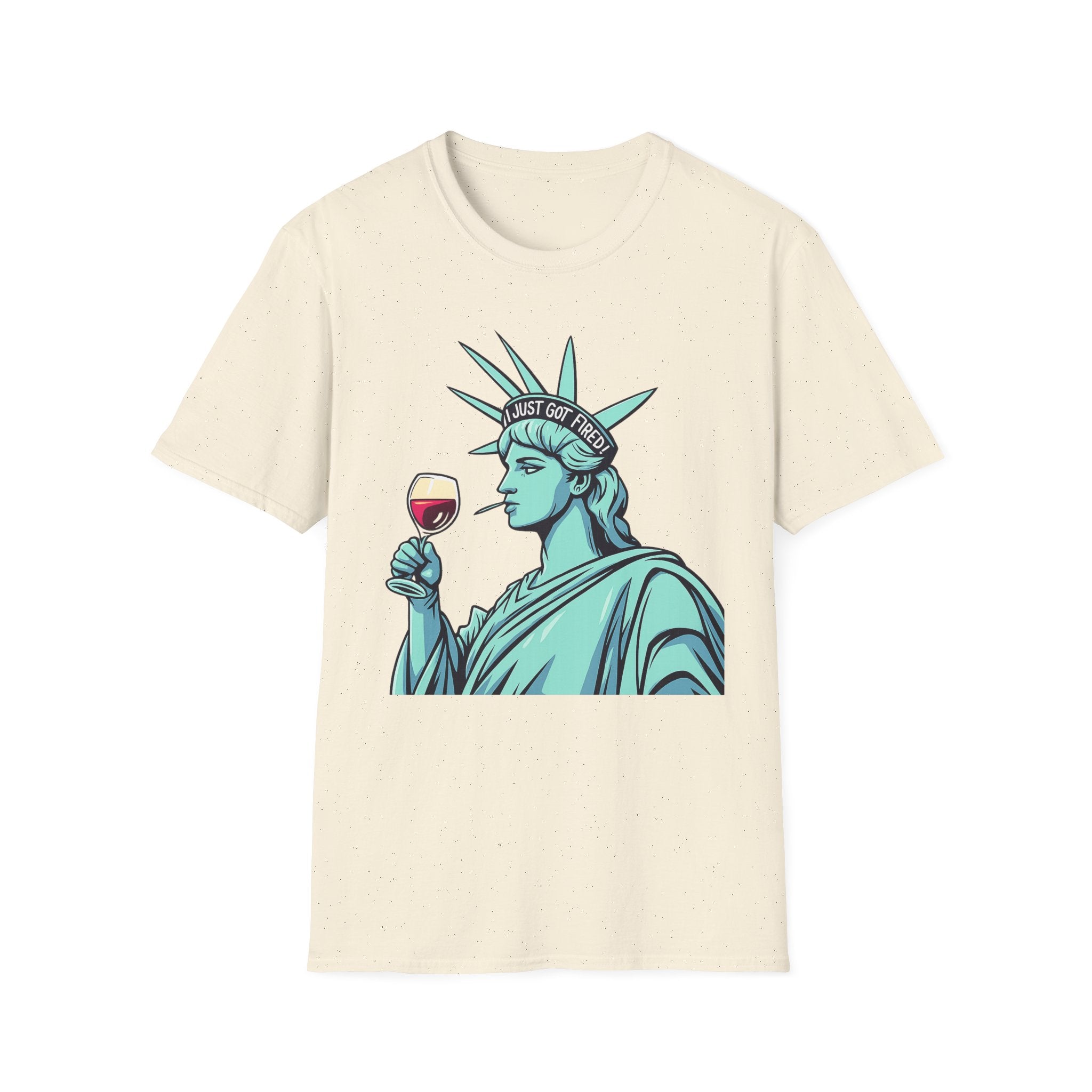 Statue of Liberty Wine T-Shirt, Fun Gift for Wine Lovers, Unisex Tee for Parties, 4th of July Celebration, Casual Wear