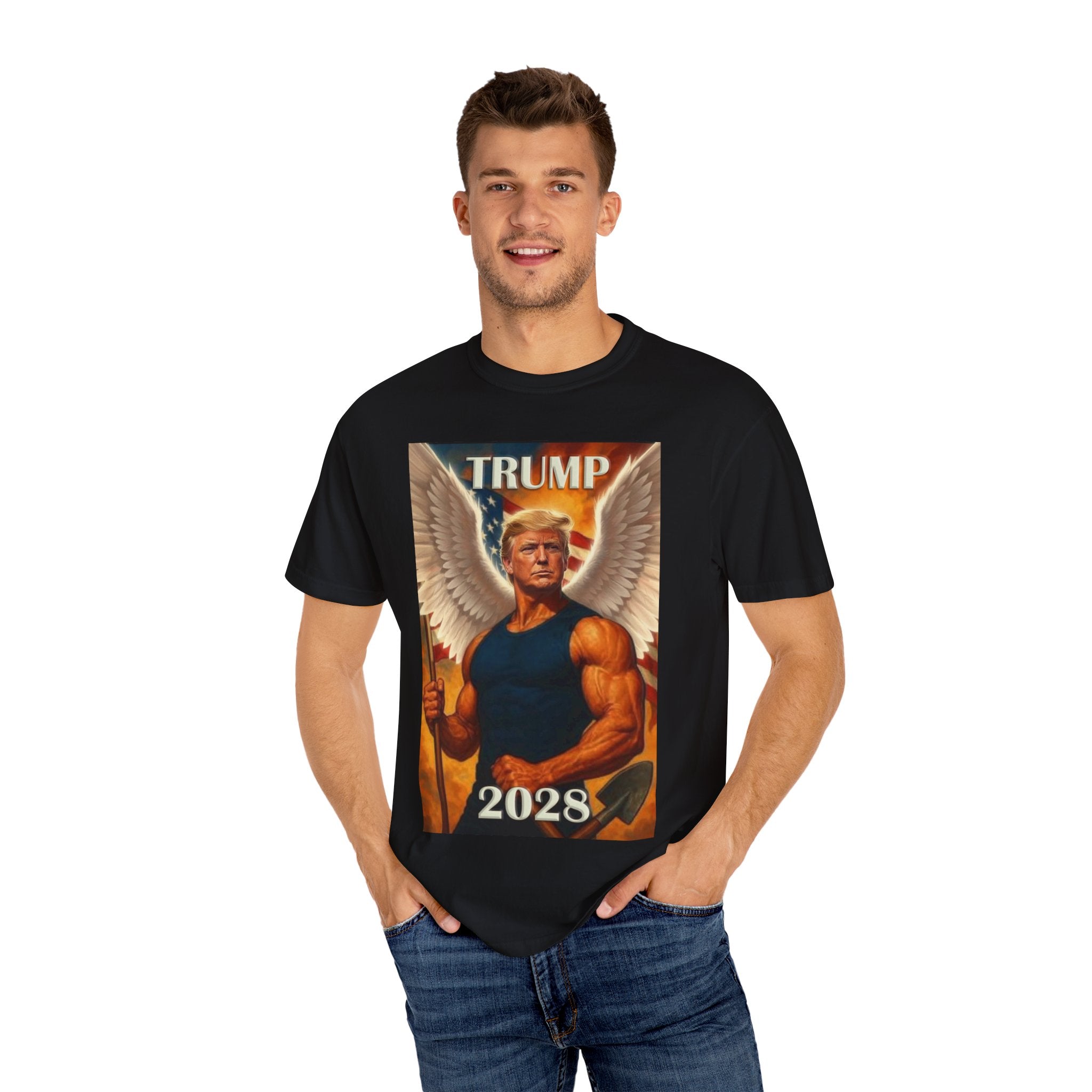 Garment-Dyed T-Shirt, Trump 2028 Design, Political Apparel, Unisex Tee, Election 2024, Gift for Supporters, Casual Wear