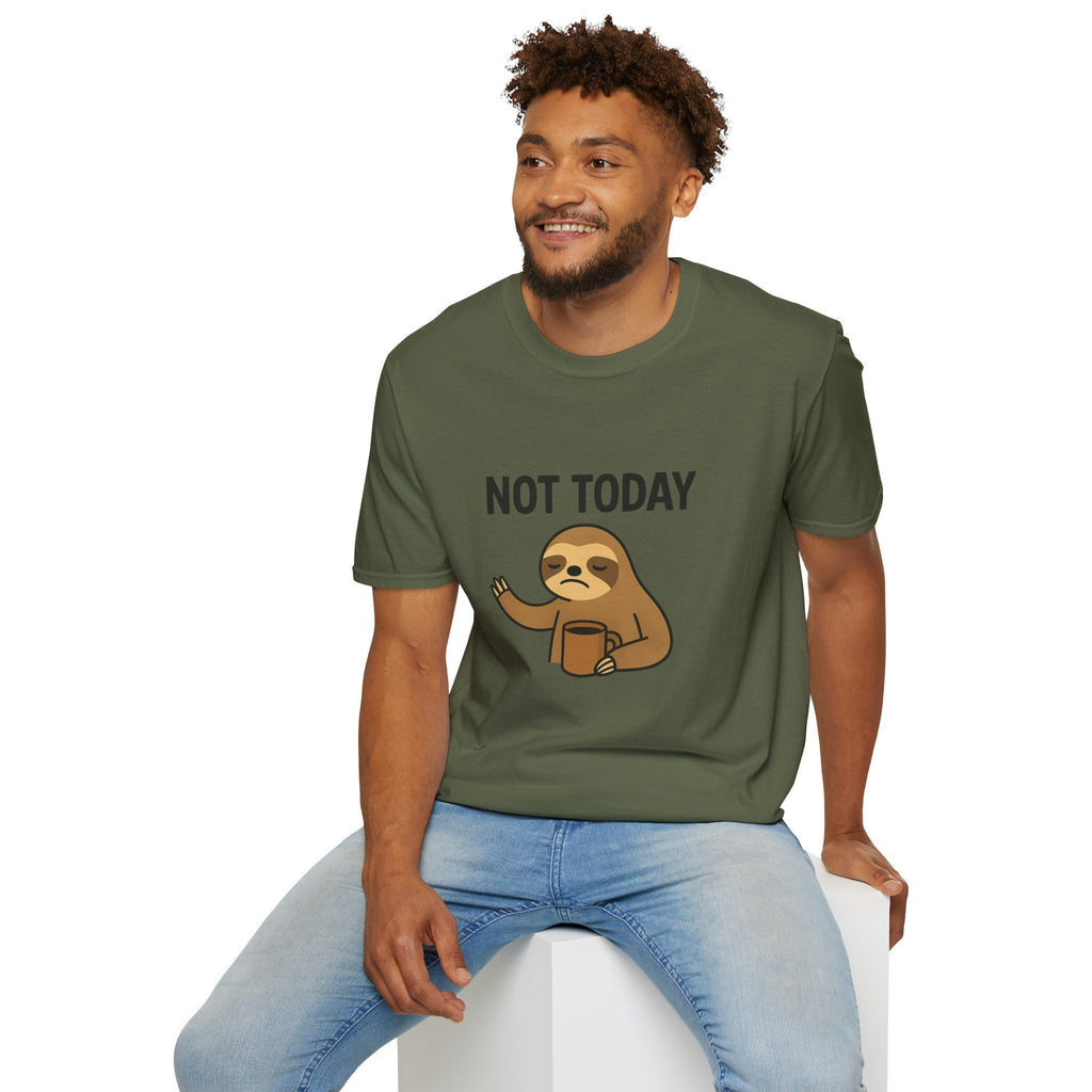 Funny Sloth T-Shirt | Unisex Softstyle Tee | Not Today Shirt | Cute Gift for Sloth Lovers, Casual Wear, Relaxation, Humor