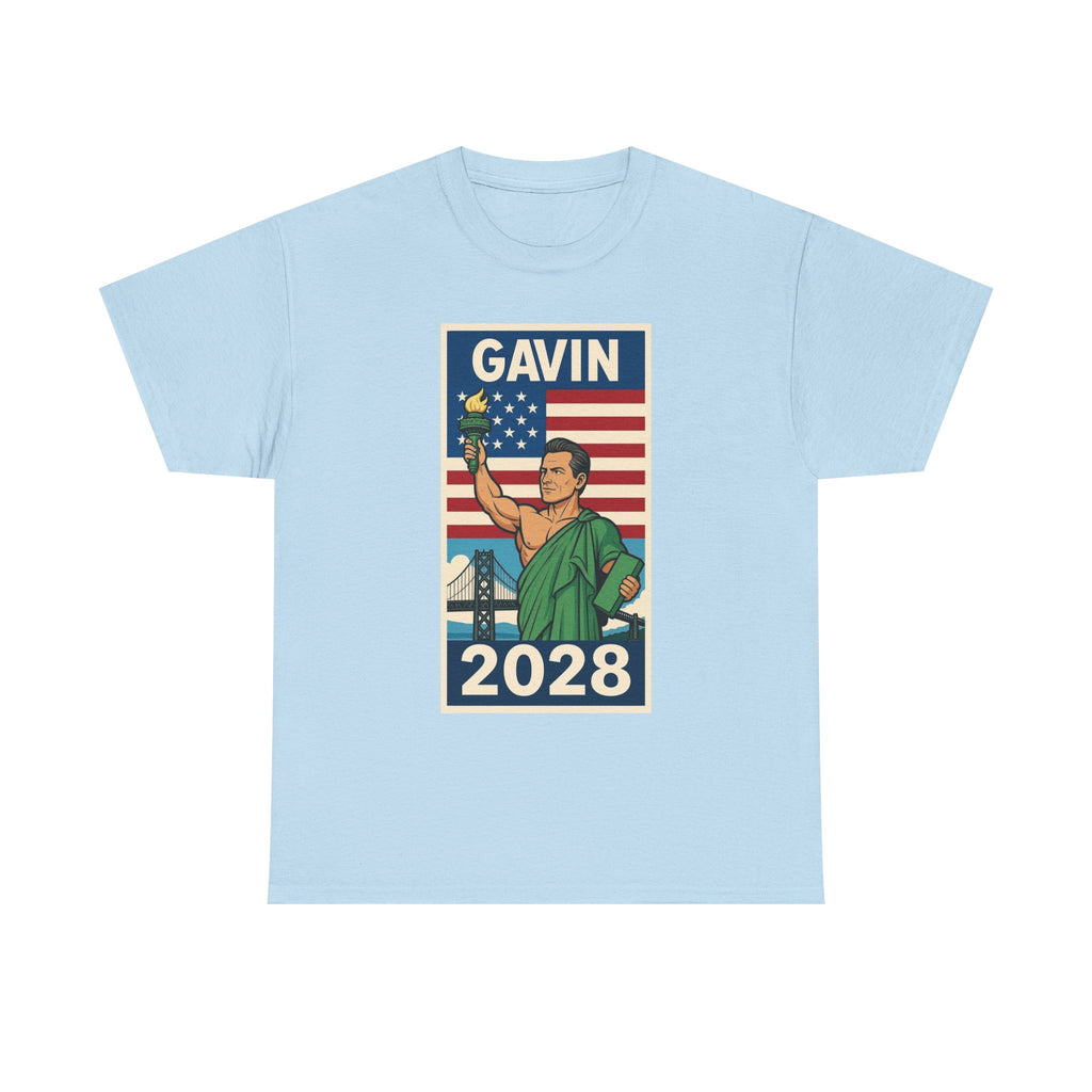 Gavin 2028 Unisex Heavy Cotton Tee - Patriotic Graphic Shirt, Political Campaign Tee, Election Day Apparel, Gift for Supporters, Casual Wear