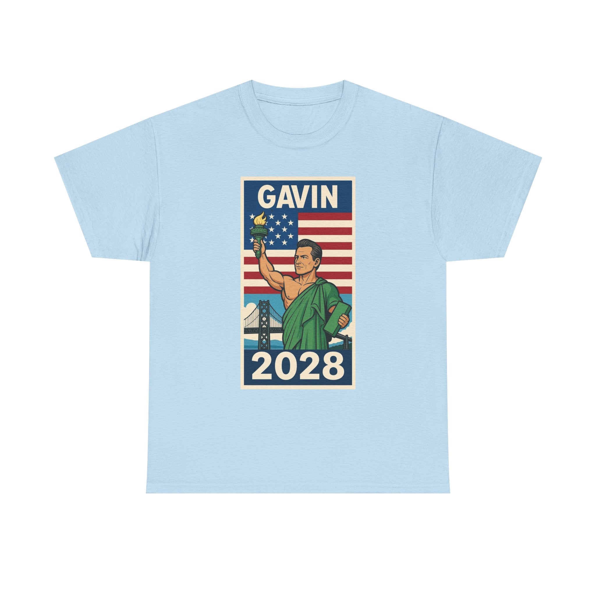 Gavin 2028 Unisex Heavy Cotton Tee - Patriotic Graphic Shirt, Political Campaign Tee, Election Day Apparel, Gift for Supporters, Casual Wear