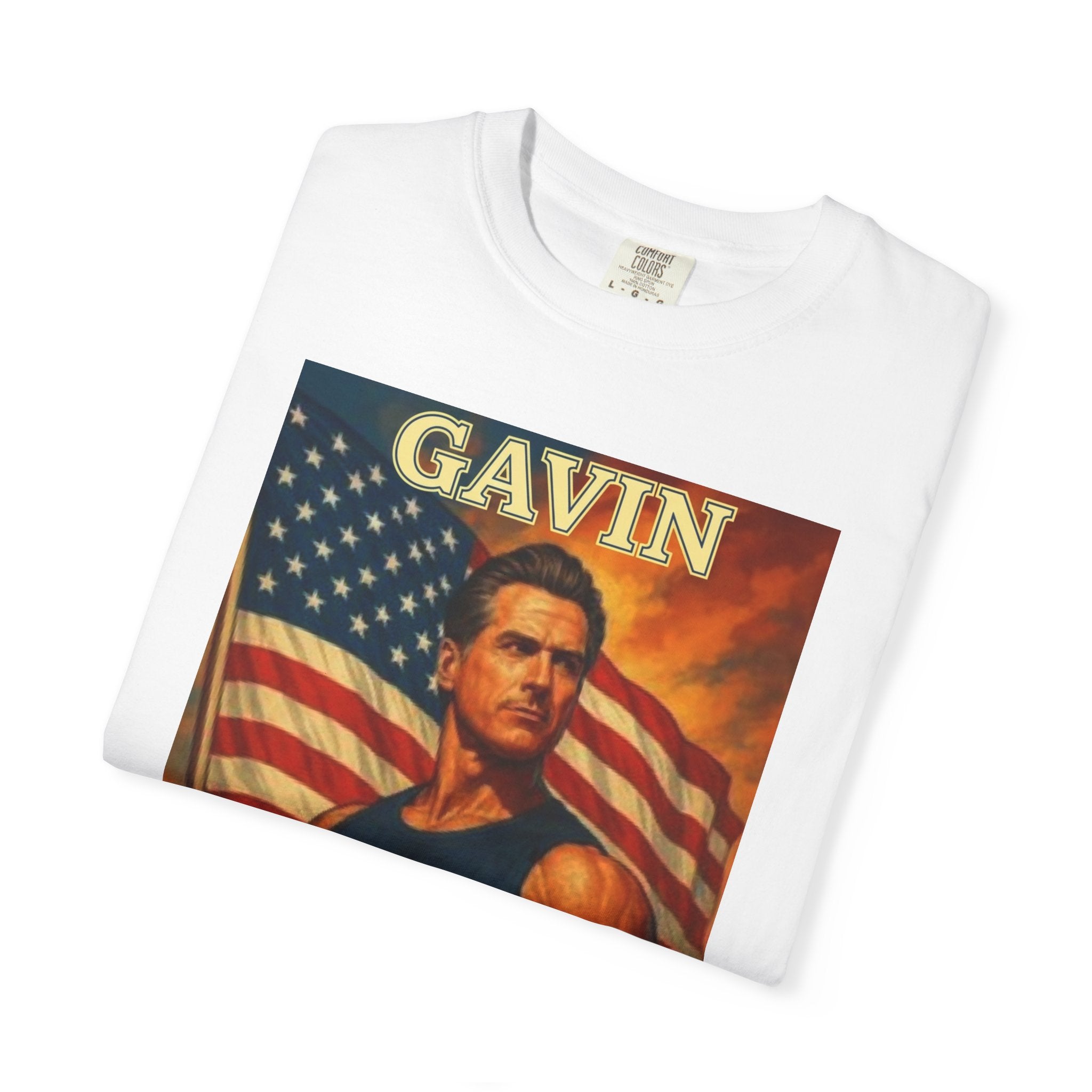 Patriotic Gavin T-Shirt, Vintage Style, Unisex Tee, American Flag Design, Election Year Apparel, Gift for Conservatives