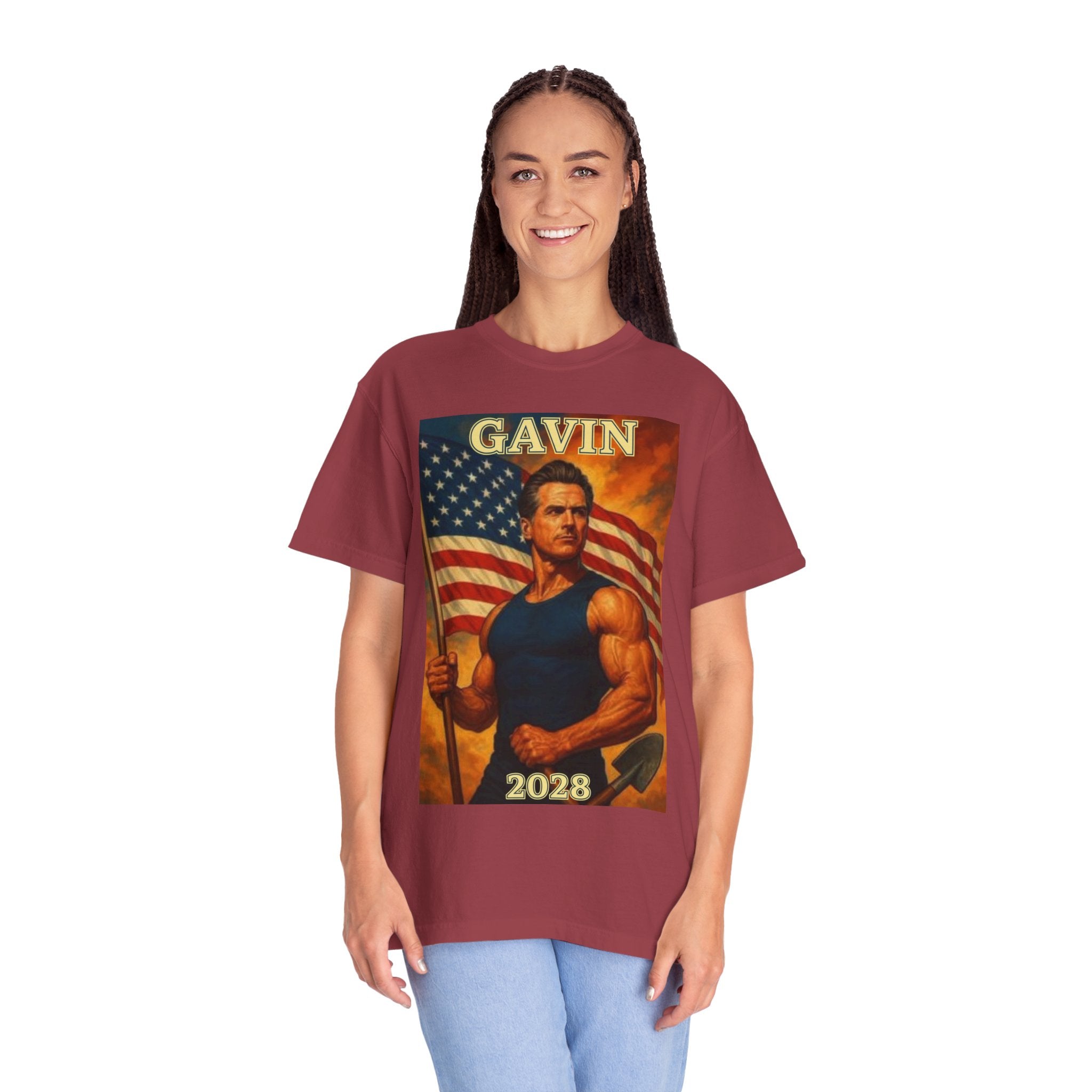 Patriotic Gavin T-Shirt, Vintage Style, Unisex Tee, American Flag Design, Election Year Apparel, Gift for Conservatives