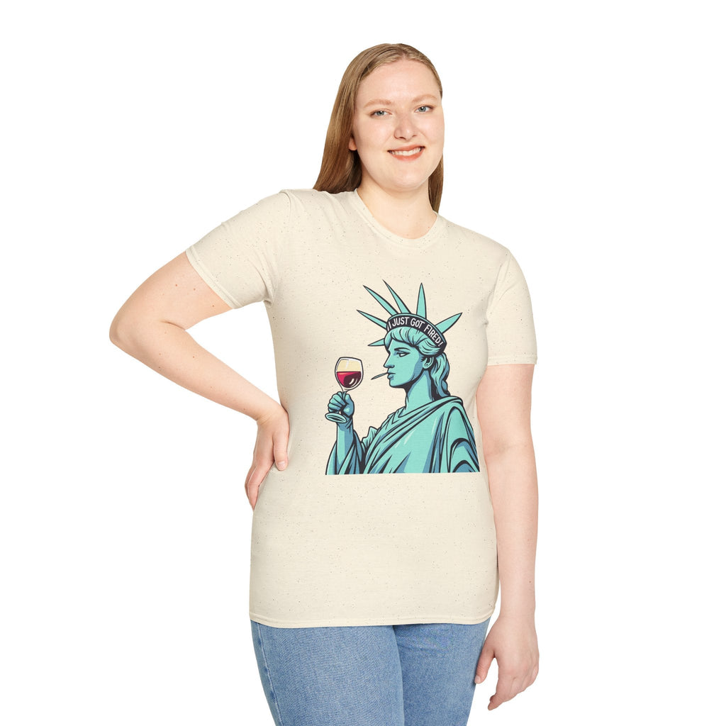 Statue of Liberty Wine T-Shirt, Fun Gift for Wine Lovers, Unisex Tee for Parties, 4th of July Celebration, Casual Wear