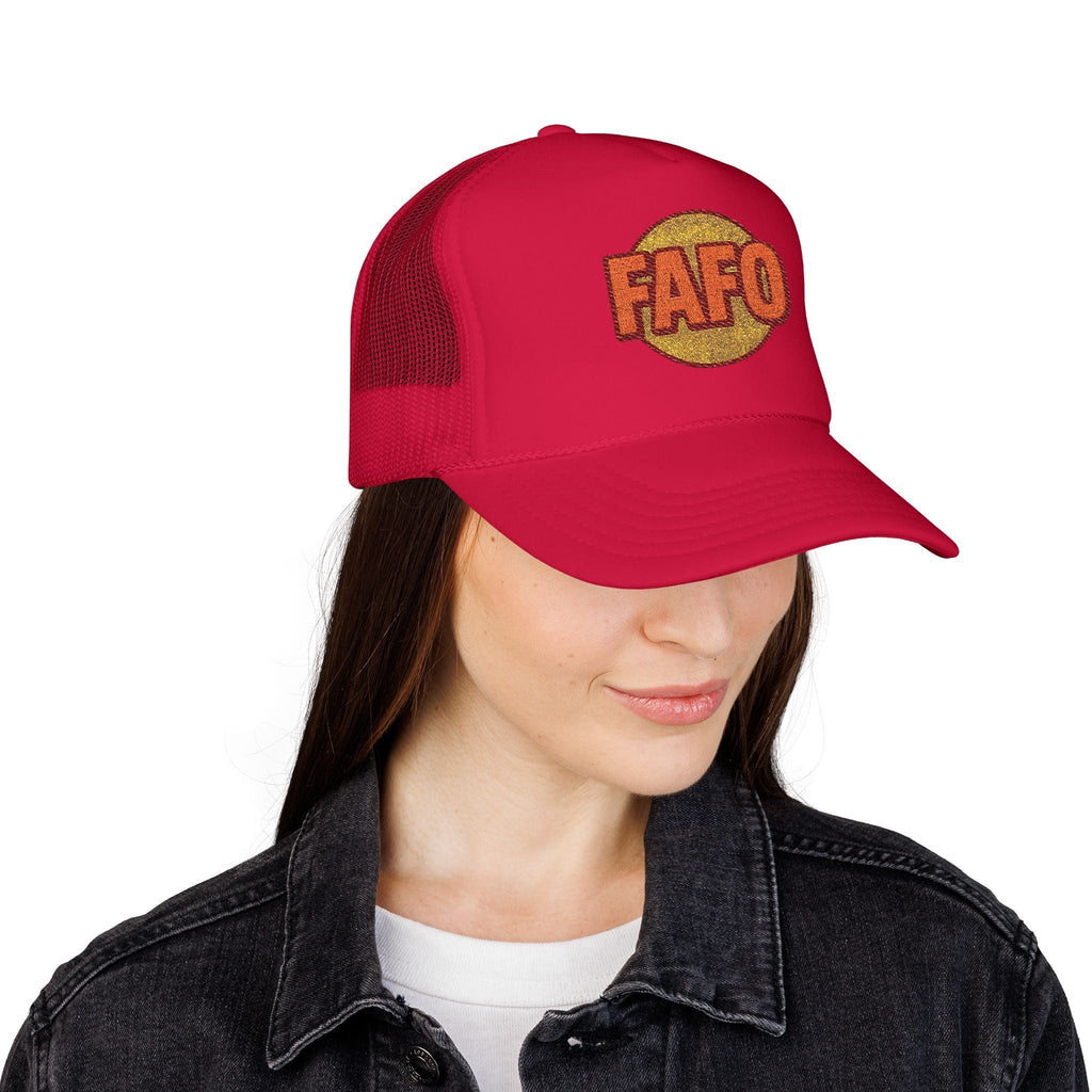 Funky Foam Trucker Hat - Bold FAFO Embroidery, Unisex Cap for Outdoor Adventures, Casual Wear, Gifts, Festivals, Summer Style