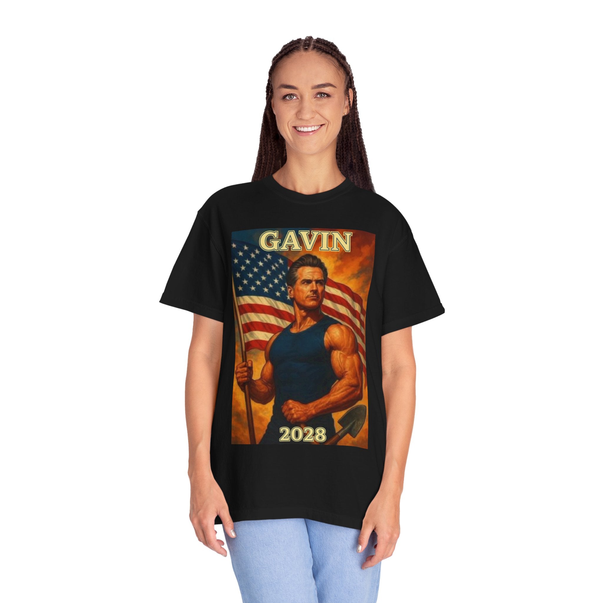 Patriotic Gavin T-Shirt, Vintage Style, Unisex Tee, American Flag Design, Election Year Apparel, Gift for Conservatives