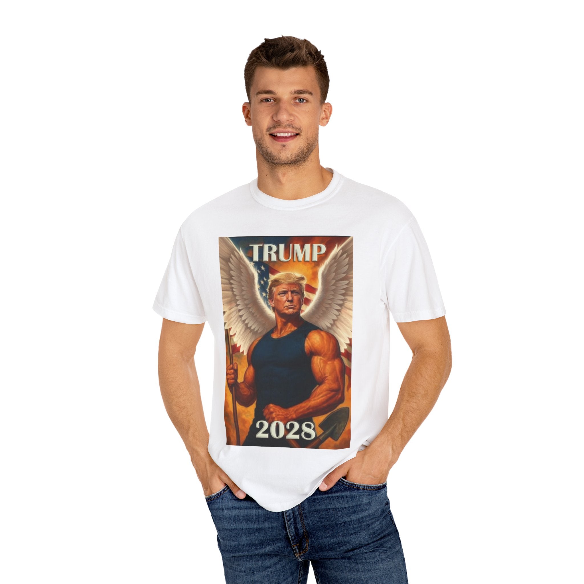 Garment-Dyed T-Shirt, Trump 2028 Design, Political Apparel, Unisex Tee, Election 2024, Gift for Supporters, Casual Wear