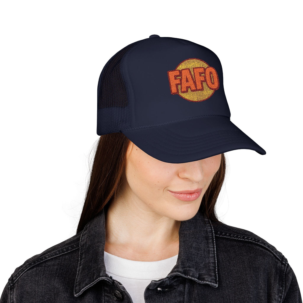 Funky Foam Trucker Hat - Bold FAFO Embroidery, Unisex Cap for Outdoor Adventures, Casual Wear, Gifts, Festivals, Summer Style