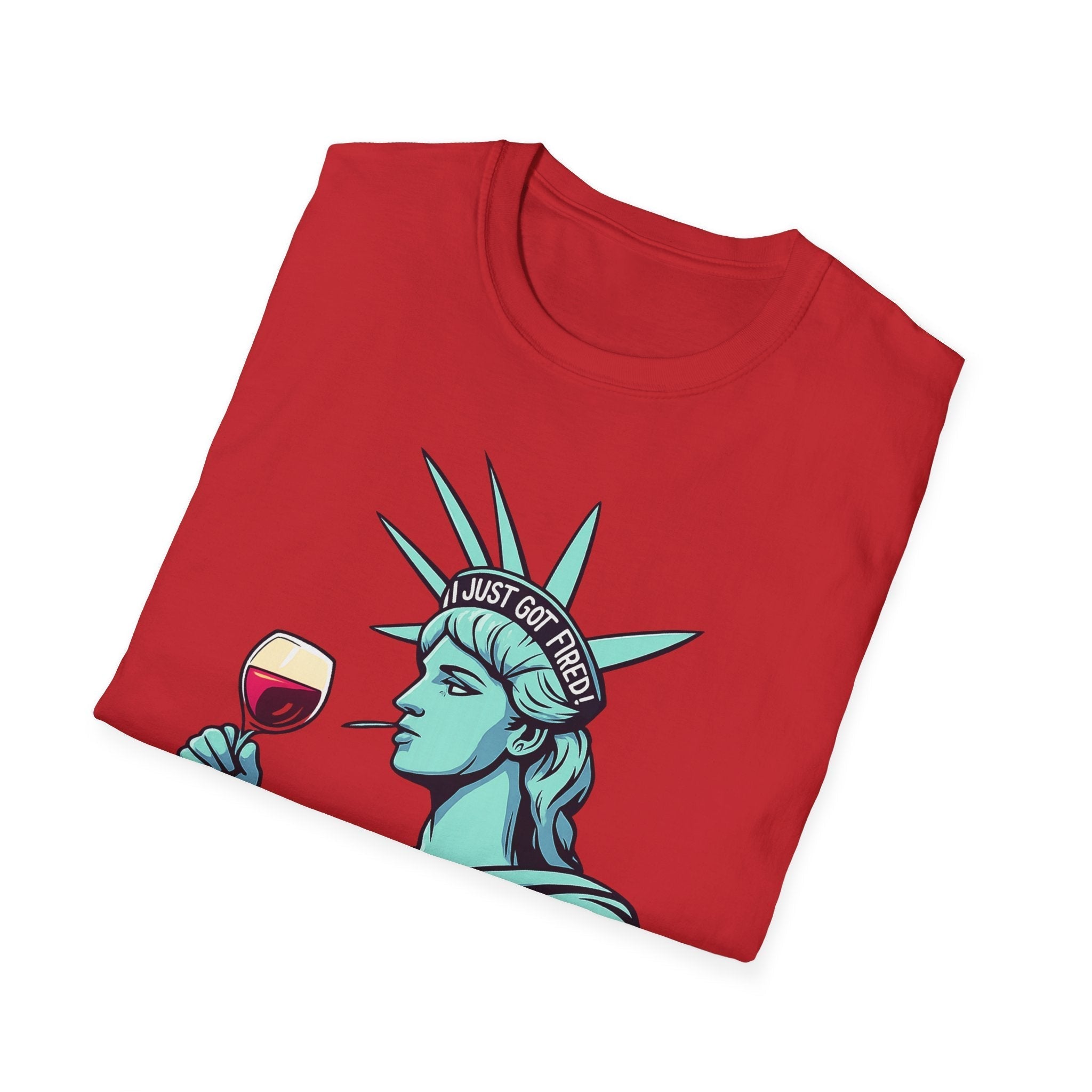 Statue of Liberty Wine T-Shirt, Fun Gift for Wine Lovers, Unisex Tee for Parties, 4th of July Celebration, Casual Wear