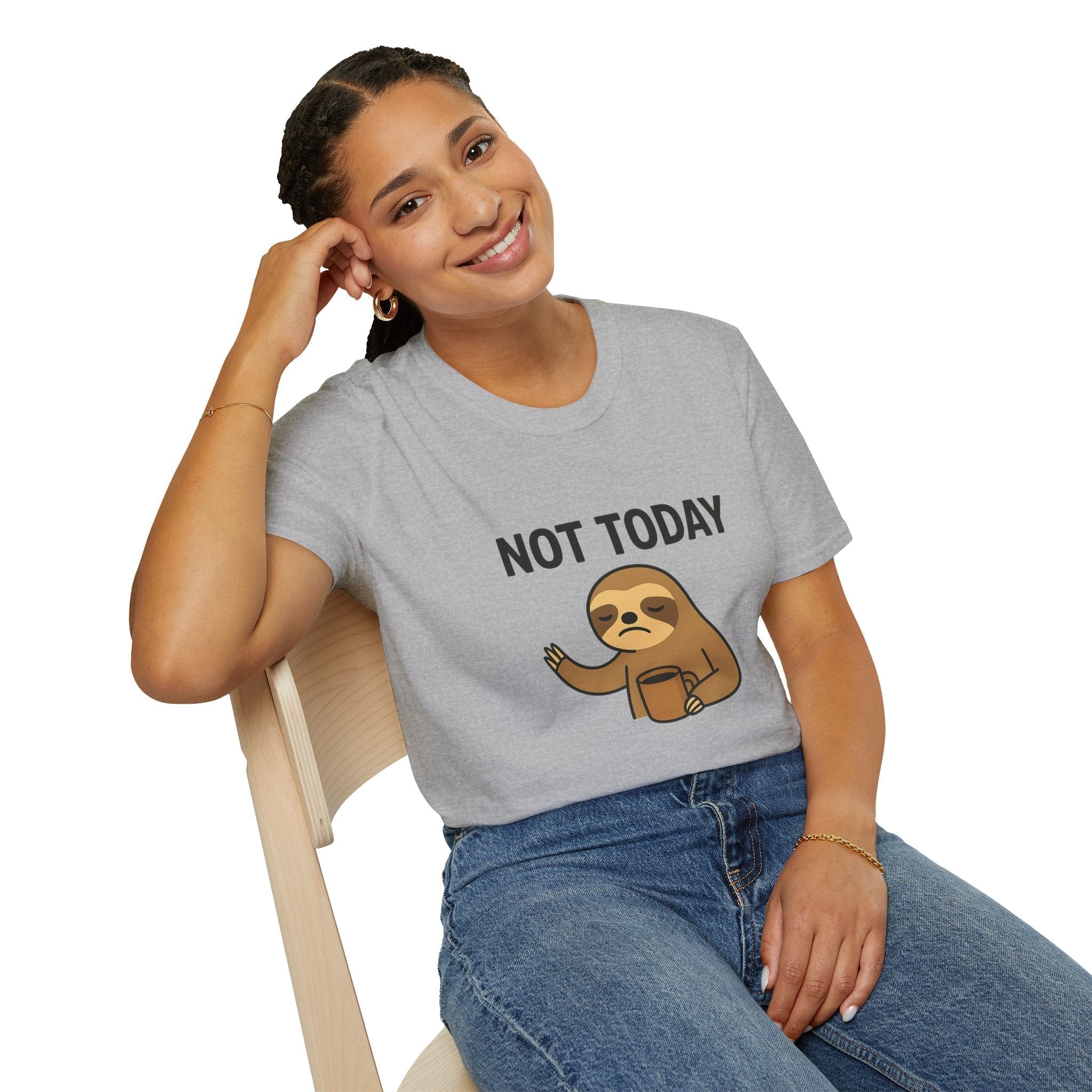 Funny Sloth T-Shirt | Unisex Softstyle Tee | Not Today Shirt | Cute Gift for Sloth Lovers, Casual Wear, Relaxation, Humor